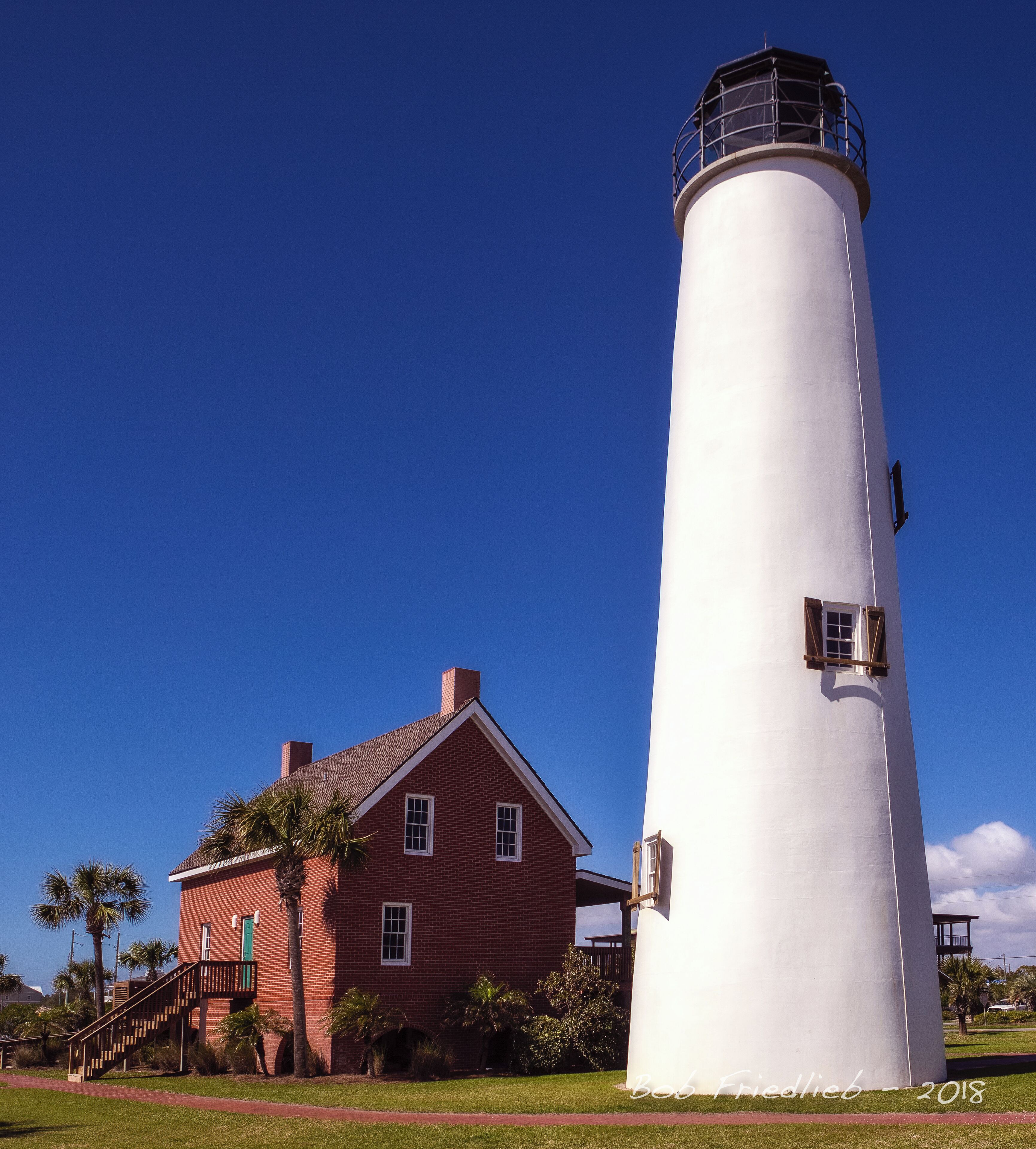 Saint George Island Lighthouse on the shores of the Gulf of Mexico.