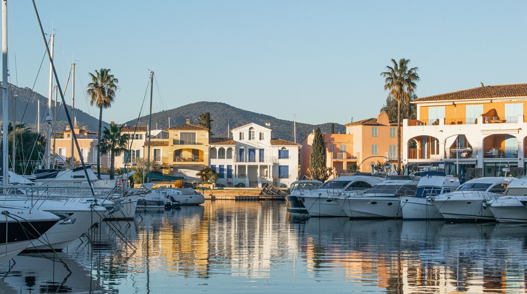Port Cogolin house on river shore with yachts