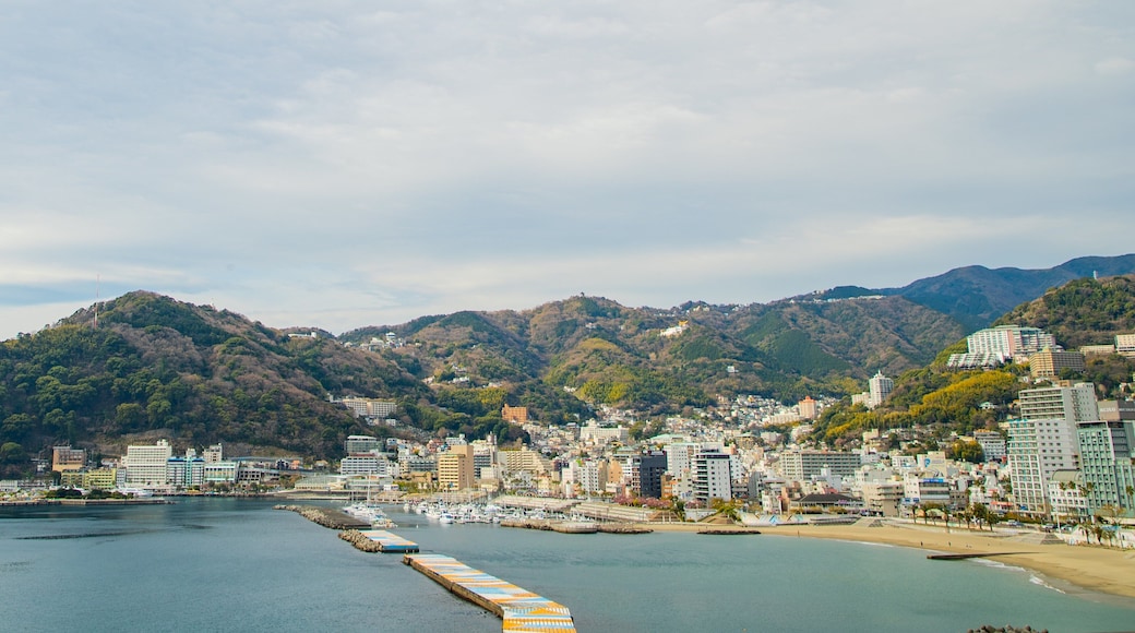 Atami which includes a bay or harbor and a coastal town