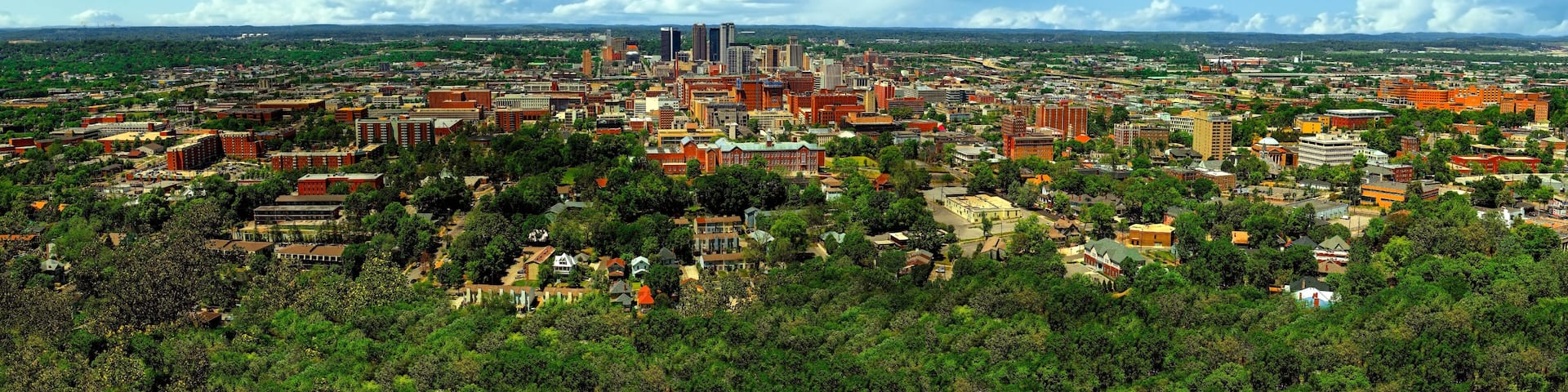 Birmingham skyline from Vulcan Park in 2005 captured in a digital composite