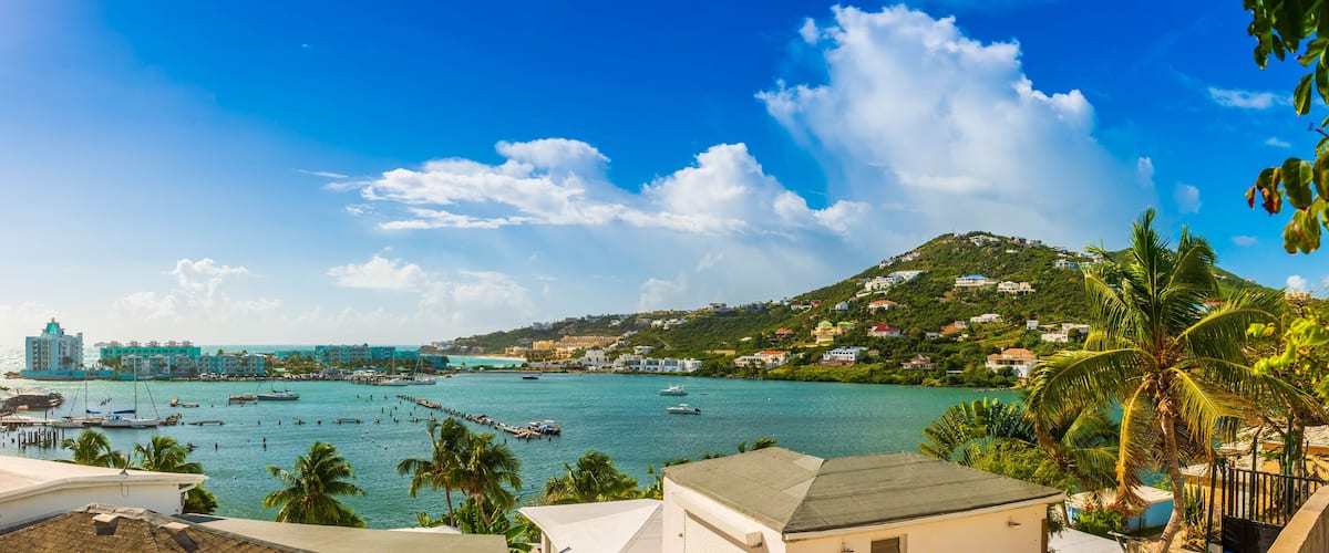 Panorama of Orient Pond on the island of Saint Martin in the Caribbean