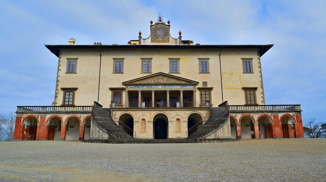 external facade of the historic Medici Villa located in Poggio a Caiano, Prato, Tuscany, Italy