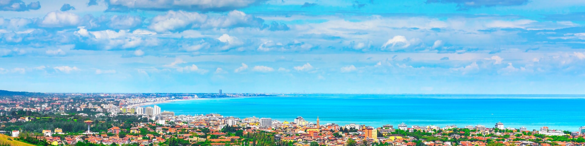 Panoramic view of Romagna coast or Riviera Romagnola, Cattolica Riccione Italy