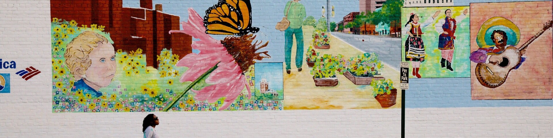 Manchester featuring outdoor art as well as an individual femail