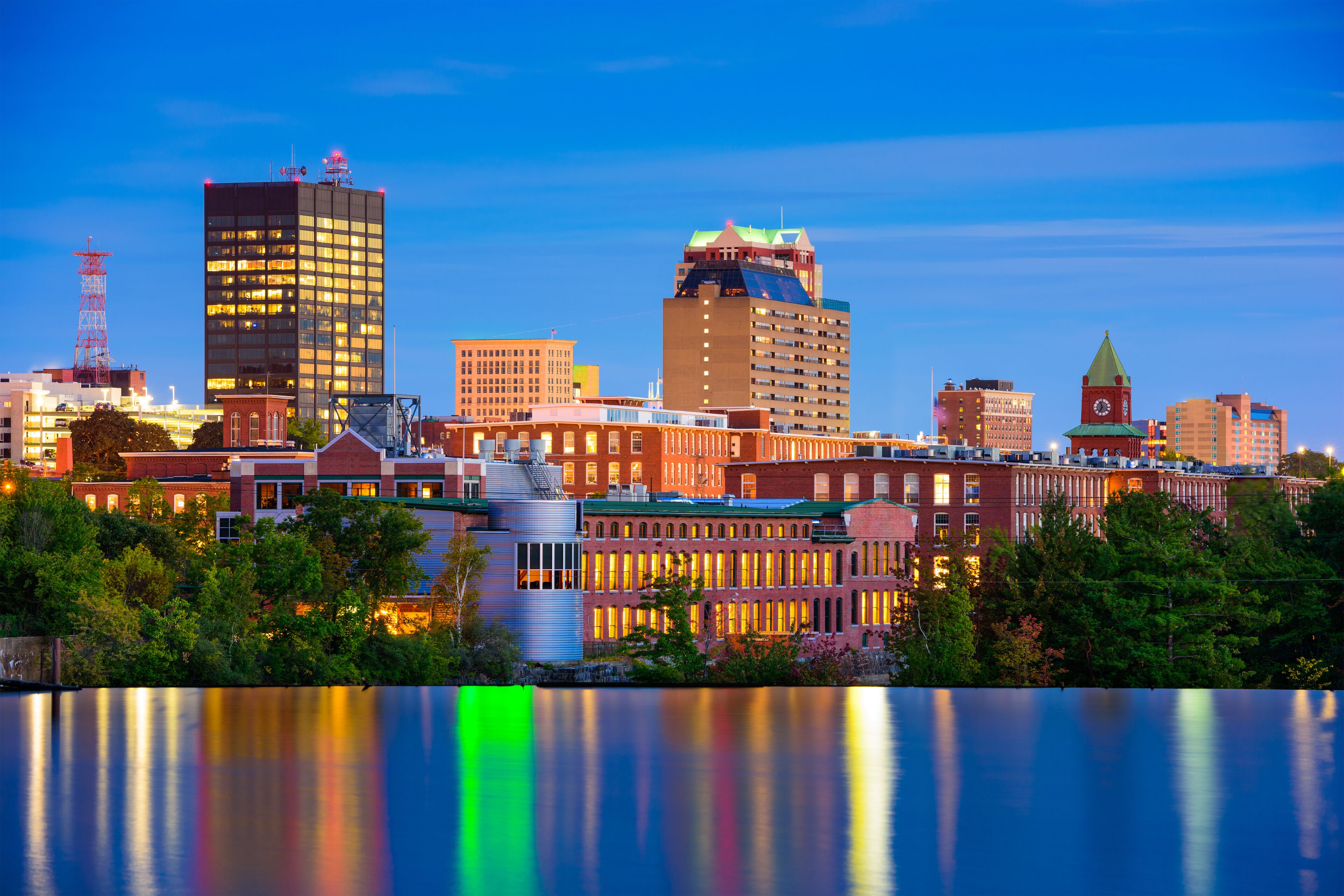 Manchester, New Hampshire, USA Skyline on the Merrimack River