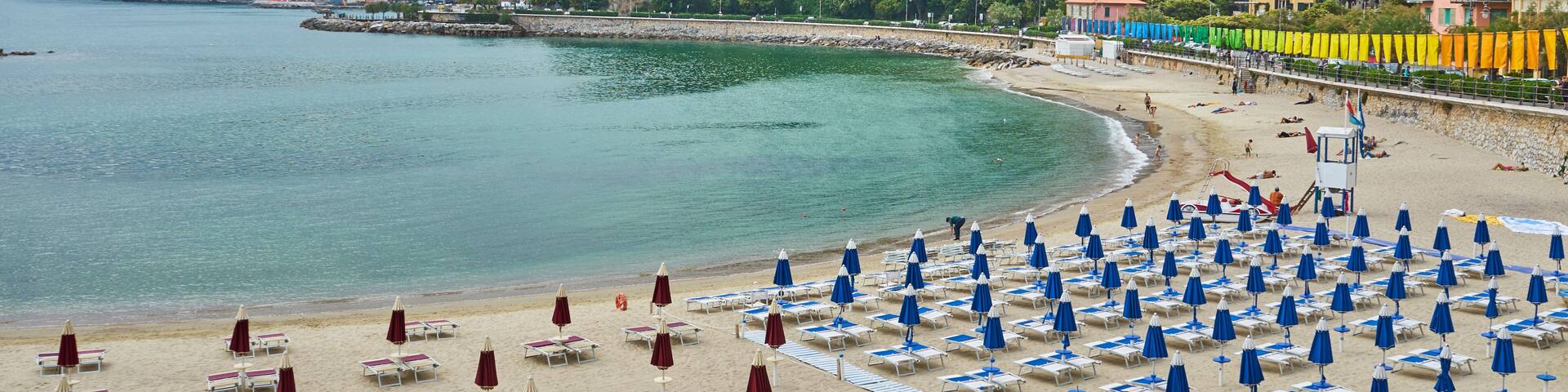 Bay Of Poets With Perfect Alignments of Beach Umbrellas - Lerici