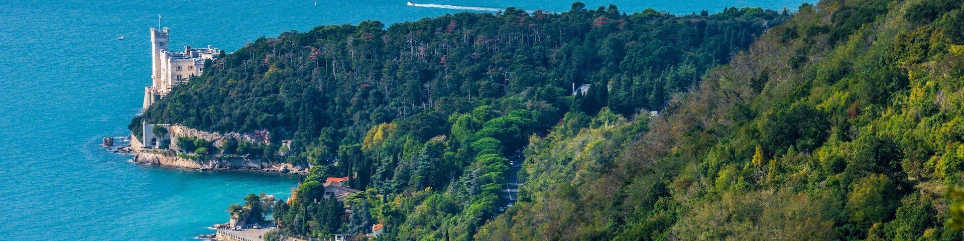 The gulf of Trieste and the Miramare castle. Italy