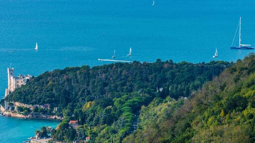 The gulf of Trieste and the Miramare castle. Italy