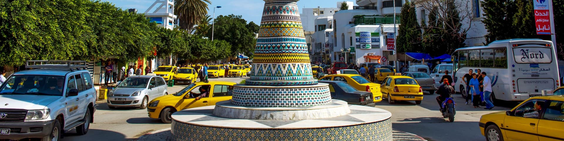North Africa. Tunisia. Cap Bon. Nabeul. Ceramic sculpture of Nabeul adorning a roundabout in the city