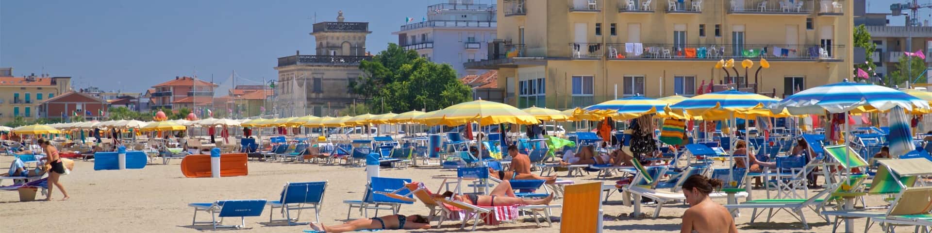 Viserbella showing general coastal views and a sandy beach as well as an individual femail