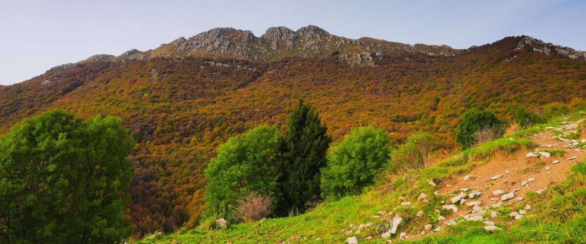 Autumnal view of the the mount Resegone, Lombardy, Italy