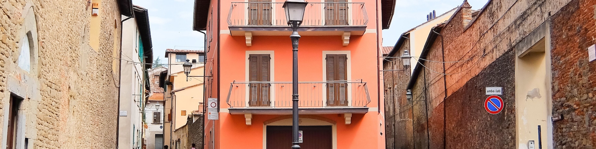 Sansepolcro, Italy - Circa August 2017. View of the Sansepolcro streets
