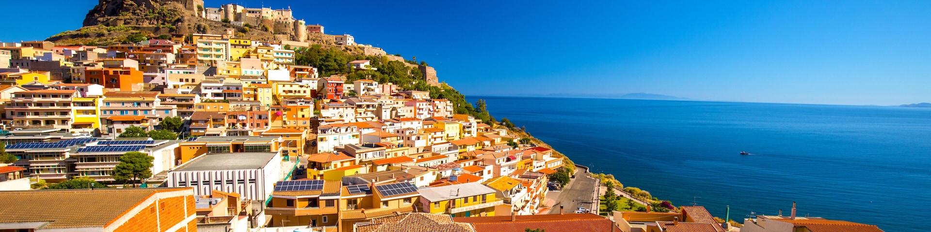 Colorful houses in Castelsardo town, Sardinia, Italy