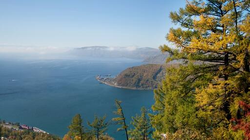 The view from the mountains in the village of Listvyanka on Lake Baikal