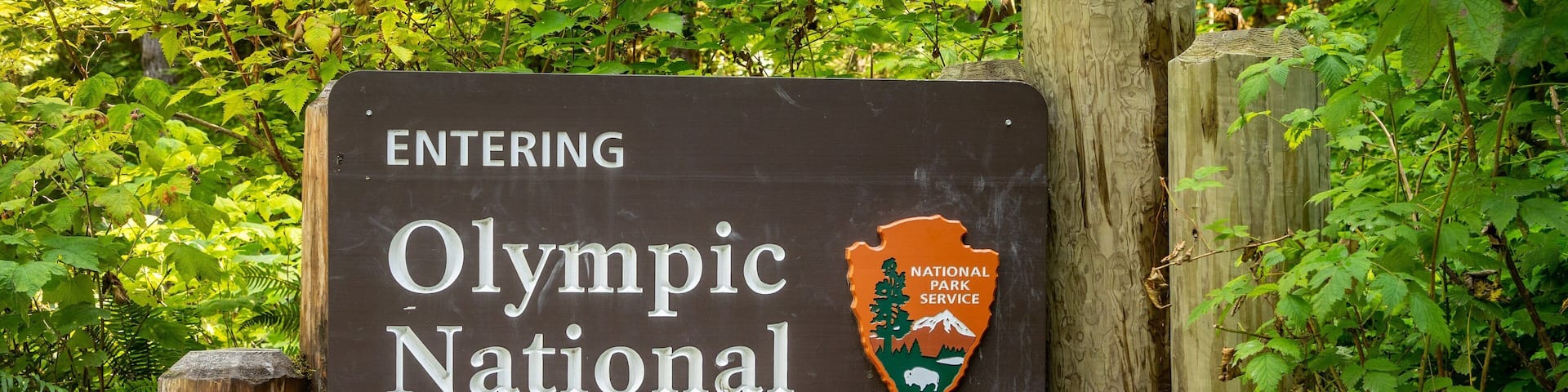 A sign indicating the entrance to Olympic National Park.