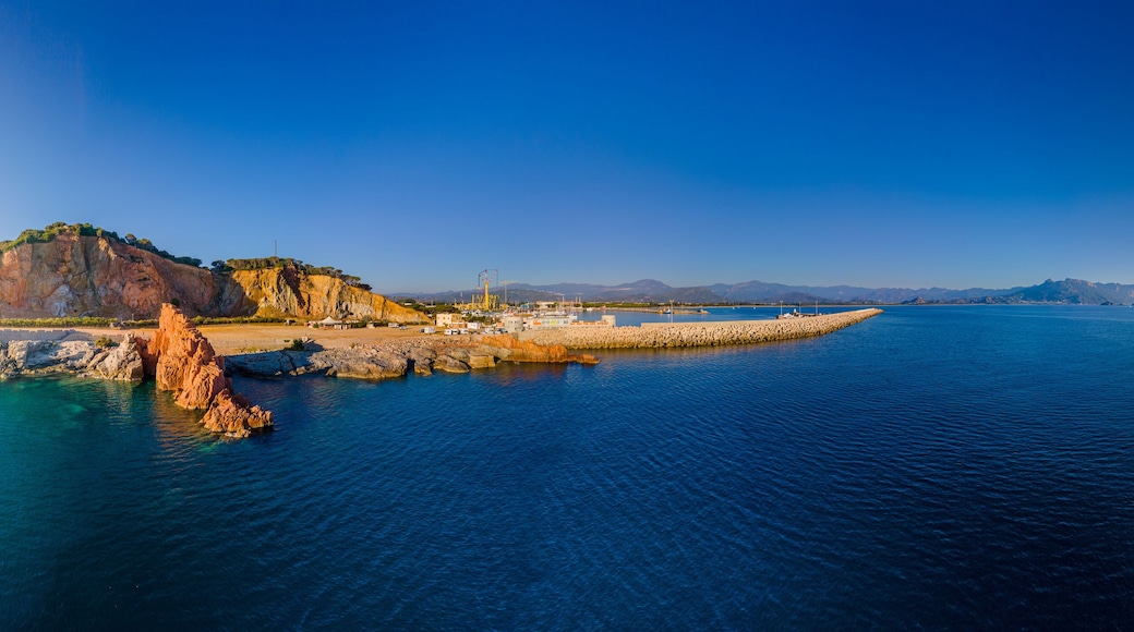 view of the red rocks of Arbatax, sardinia, italy