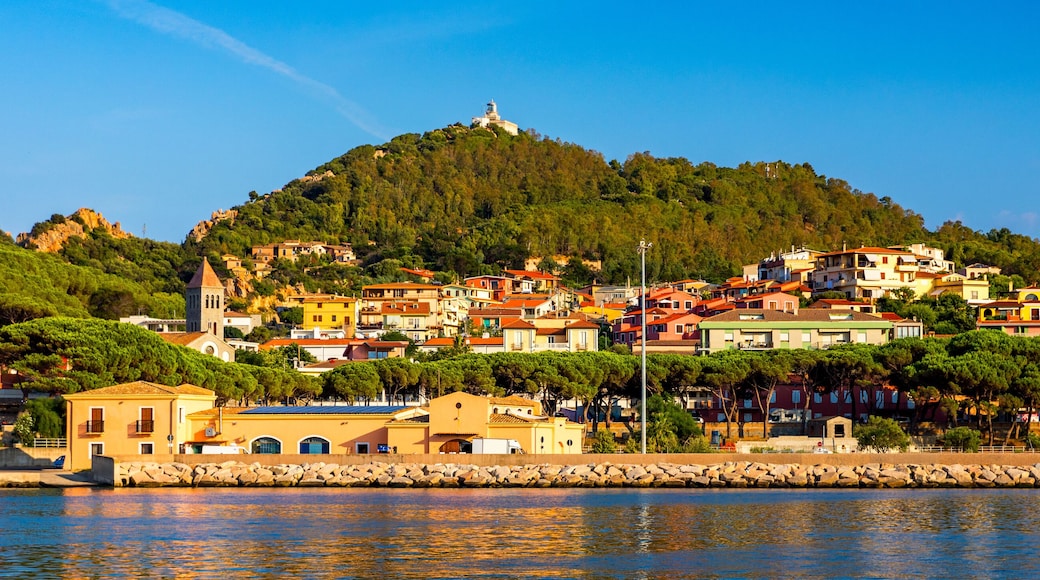 View of beautiful port in Arbatax harbor village, Sardinia, Italy, Sardegna. Panoramic view of Arbatax. Sardinia. Italy