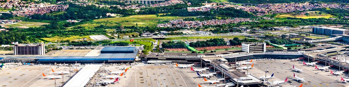Aerial view of Guarulhos airport in Sao Paulo, Brazil