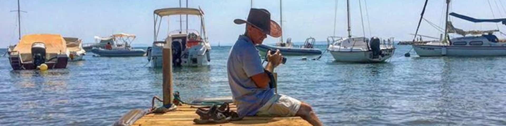 My brother shooting fish.