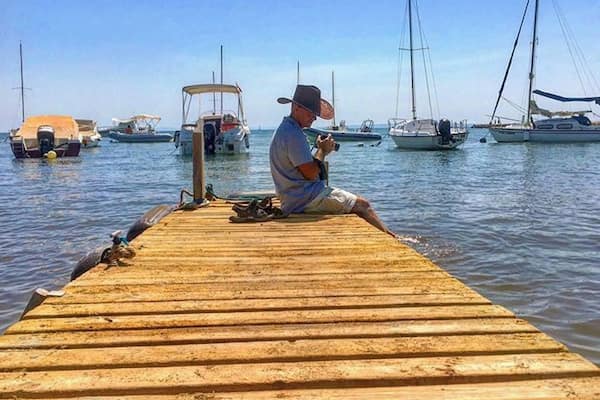 My brother shooting fish.