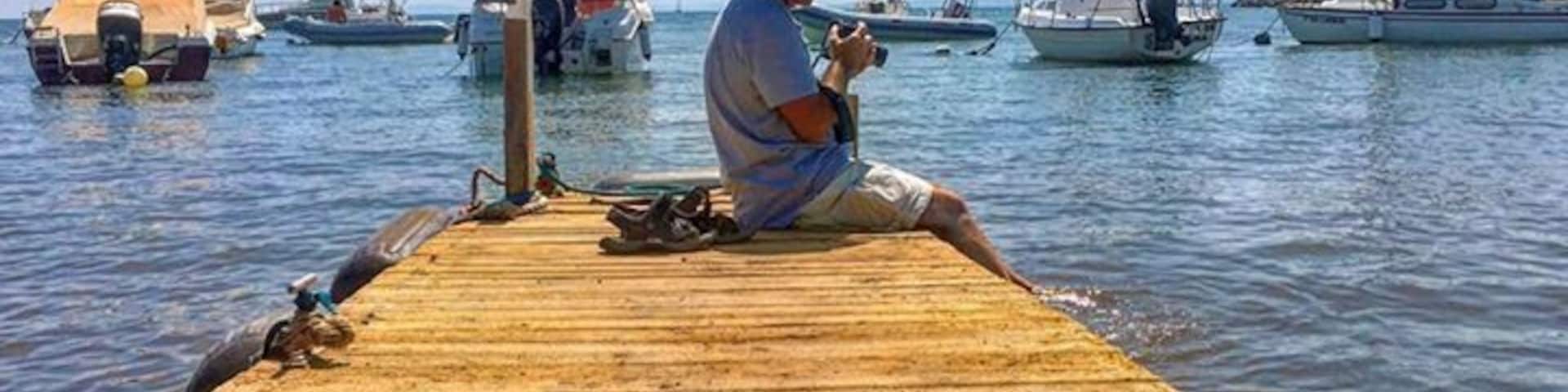 My brother shooting fish.