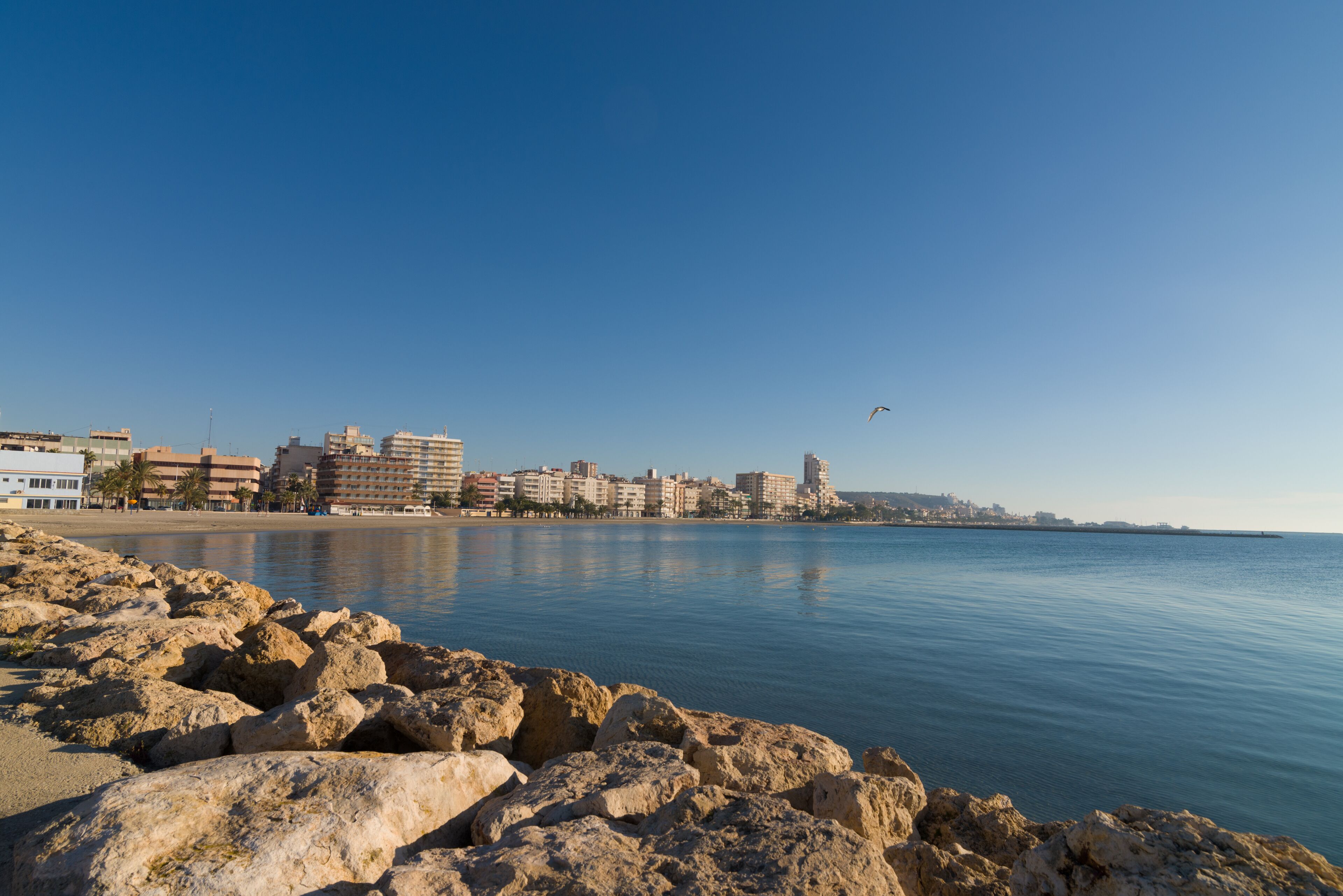 Santa Pola bay on a calm, sunny day, Costa Blanca, Spain
