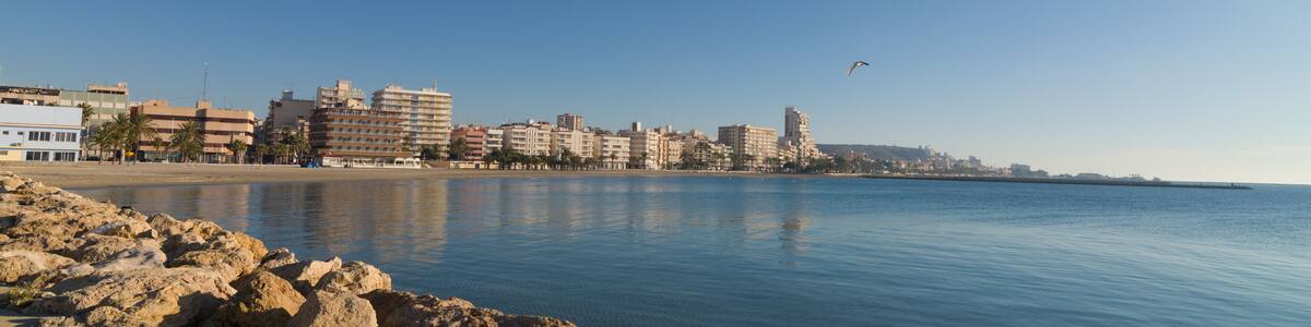 Santa Pola bay on a calm, sunny day, Costa Blanca, Spain