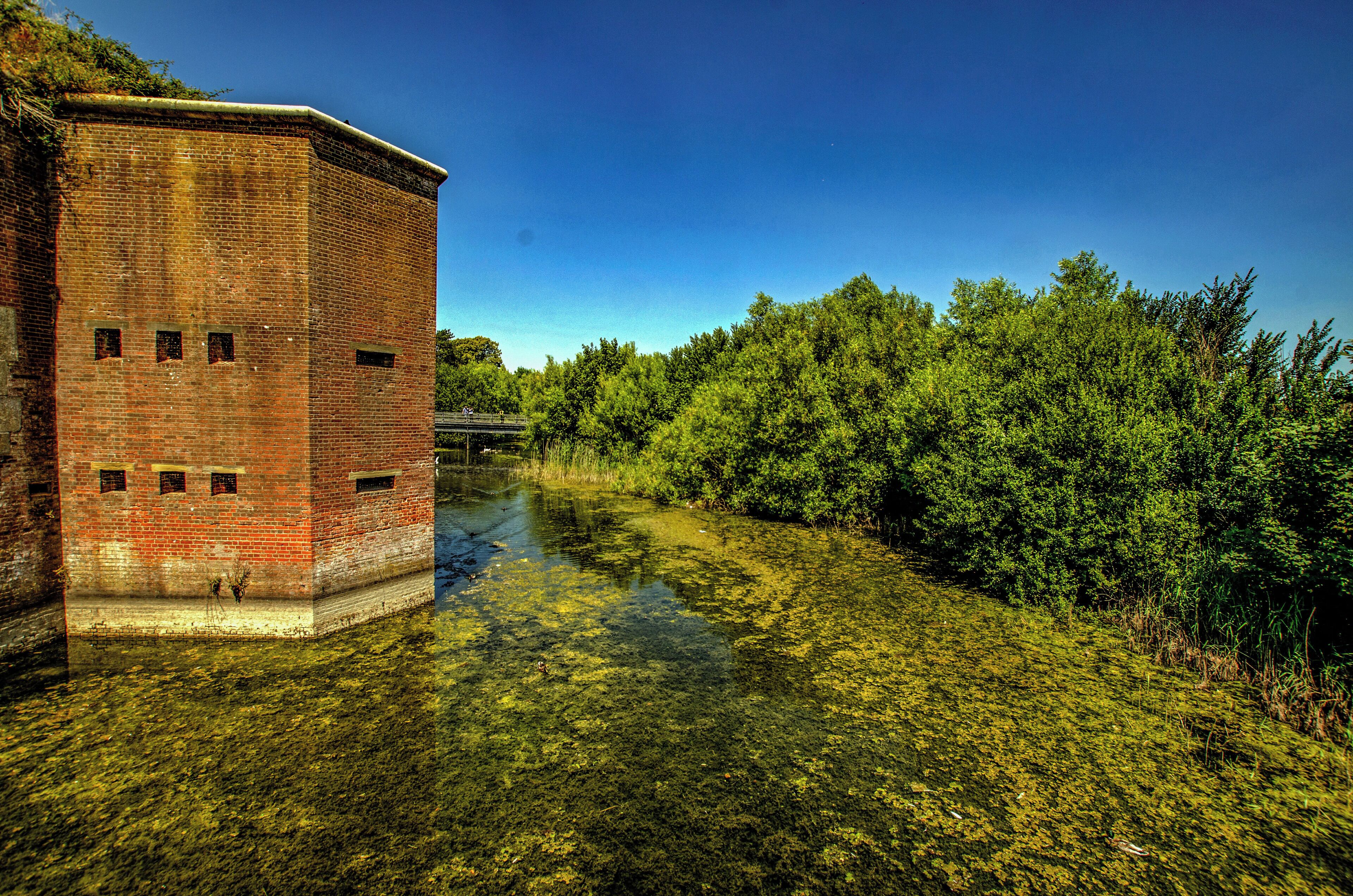 View of the moat surrounding Fort Brockhurst.