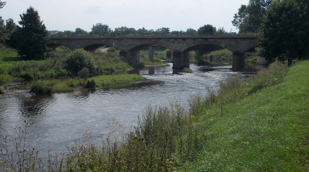 Bridge of the Leipzig-Gera railway line over the Weisse Elster in Bad Köstritz (Greiz district, Thuringia)