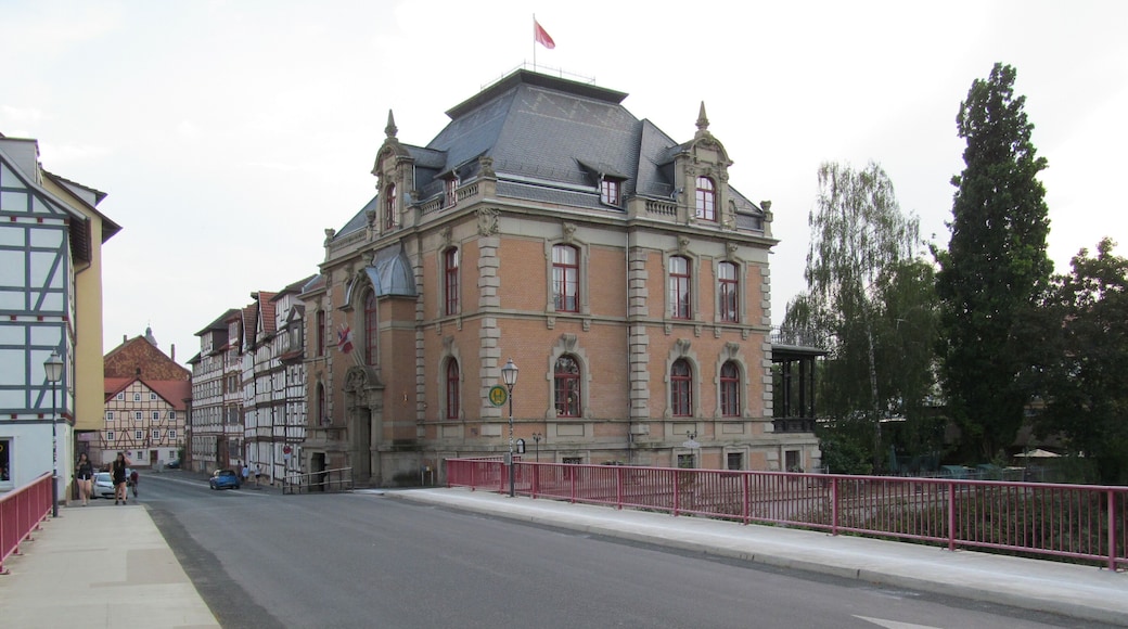 Eschwege, Brückenstraße: Blick von der nördlichen Werrabrücke nach Süden
