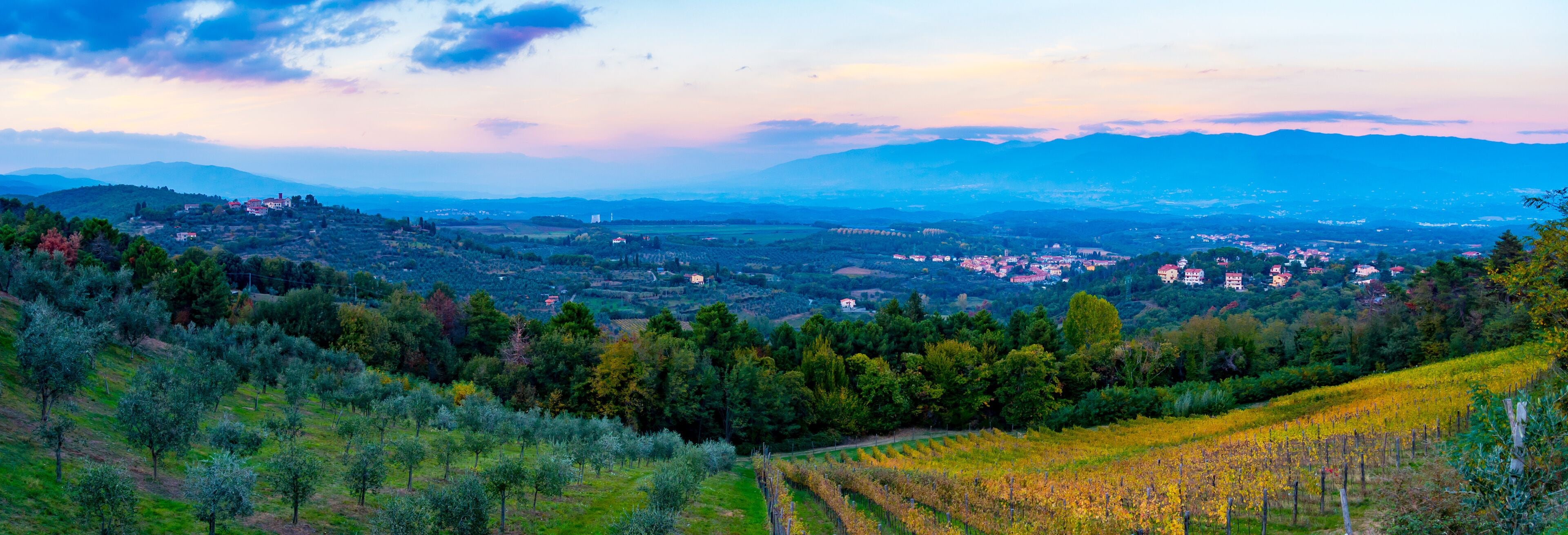 Sunset panorama over Cavriglia and Valdarno