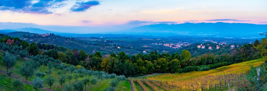 Sunset panorama over Cavriglia and Valdarno