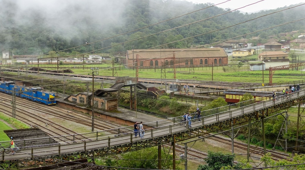 historic village of Paranapiacaba under fog. old railway station. Santo Andre, Brazil