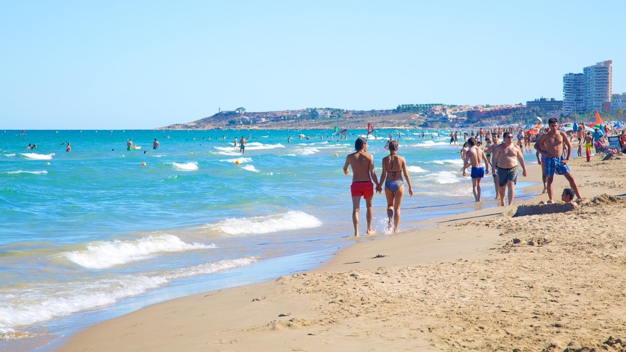 Alicante showing swimming and a sandy beach as well as a large group of people
