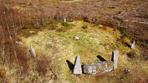 Cothiemuir prehistoric recumbent stone circle. N.E. of Alford, Grampian, Scotland