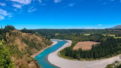 picturesque Rakaia Gorge and Rakaia River on the South Island of New Zealand