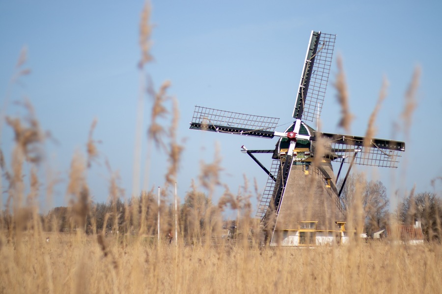 Traditional Dutch windmill in the Netherlands (De Schaapweimolen, Rijswijk)