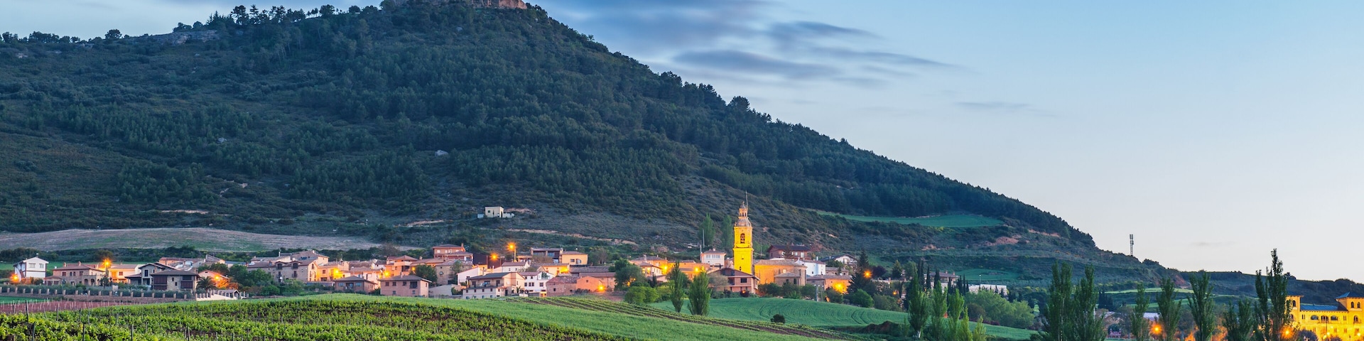 The Village Villamayor de Monjardin at sunrise - Navarre, Spain