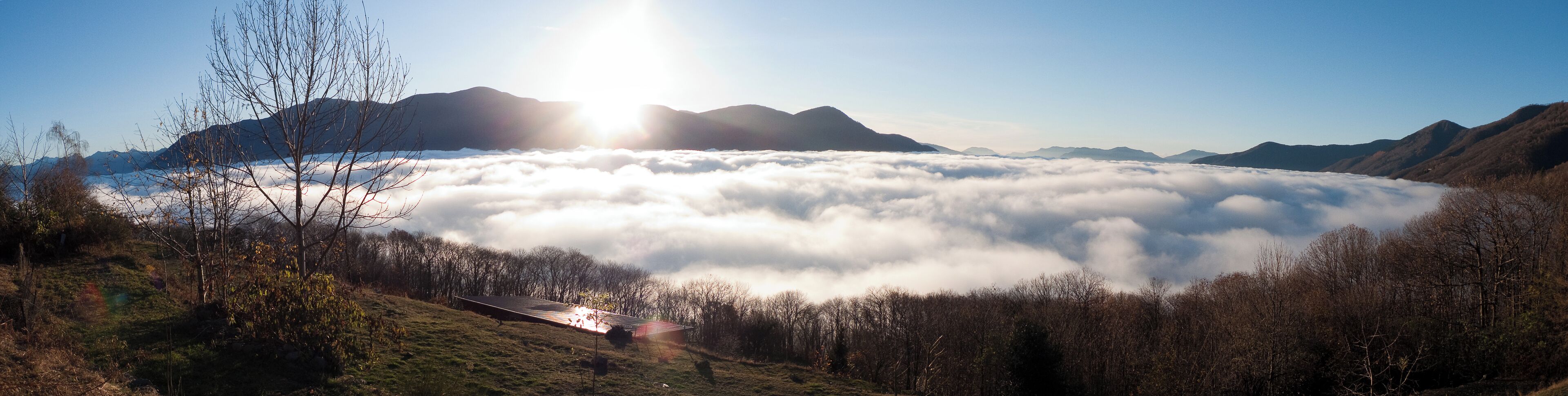 View over Lago Maggiore from Brissago-Corte with a Sea of Fog.