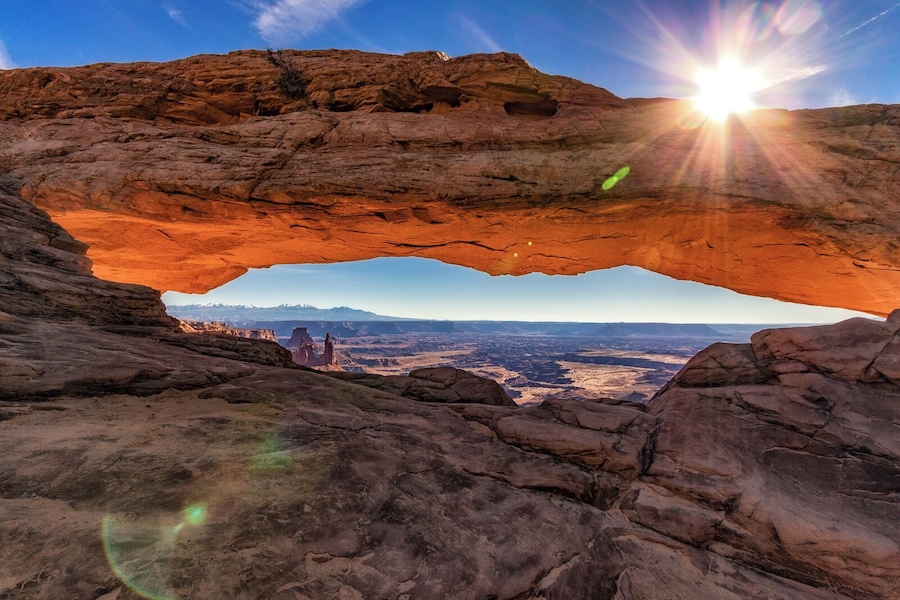 The Mesa Arch in Canyonlands National Park is one of the most photographed features of the Utah landscape. I loved the weird martian-like landscape in the canyon below the arch and then the snow-capped mountains in the distance.
