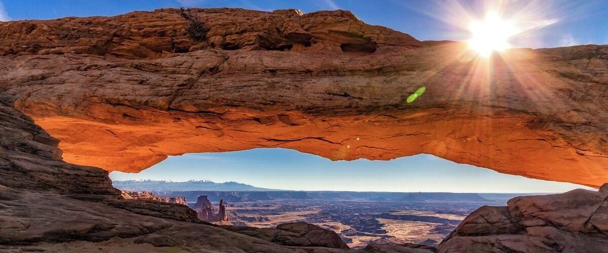 The Mesa Arch in Canyonlands National Park is one of the most photographed features of the Utah landscape. I loved the weird martian-like landscape in the canyon below the arch and then the snow-capped mountains in the distance.