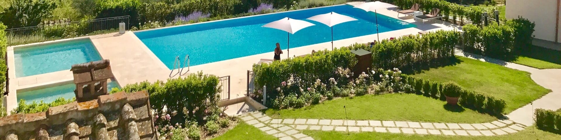 View of the infinity pool and rolling Tuscan hills from room 8 at the most amazing villa in Tuscany!! I can’t recommend this place highly enough.
