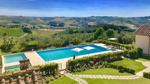 View of the infinity pool and rolling Tuscan hills from room 8 at the most amazing villa in Tuscany!! I can’t recommend this place highly enough.