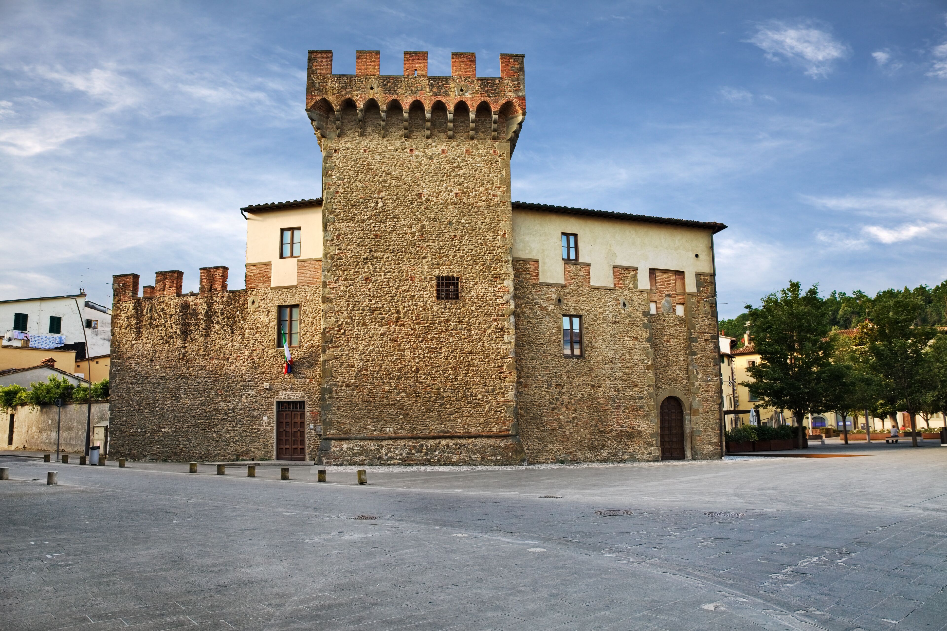 Montevarchi, Arezzo, Tuscany, Italy: the medieval Cassero, part of an ancient fortification, in the old town of the tuscan city, now it houses the sculpture museum