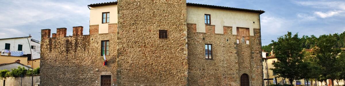 Montevarchi, Arezzo, Tuscany, Italy: the medieval Cassero, part of an ancient fortification, in the old town of the tuscan city, now it houses the sculpture museum