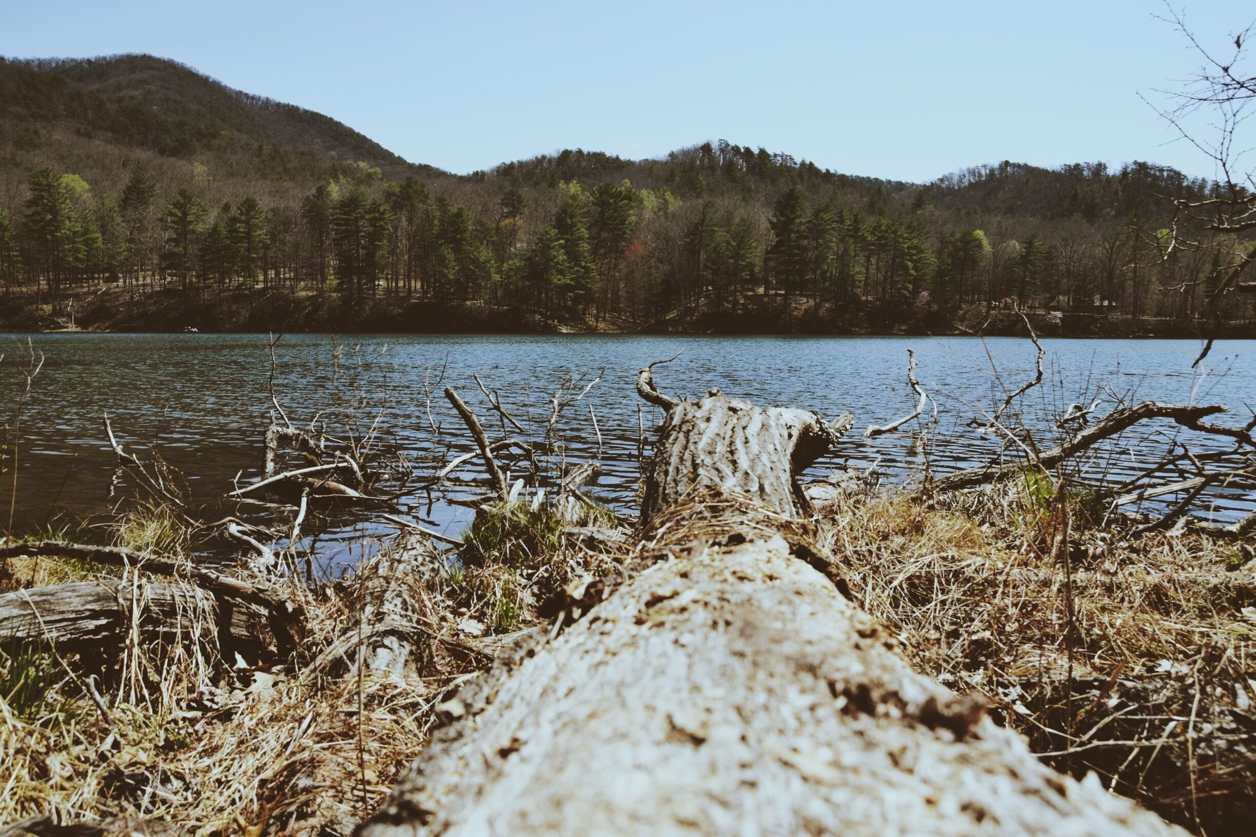 A view of the mountains over the water in Shenandoah, Virginia