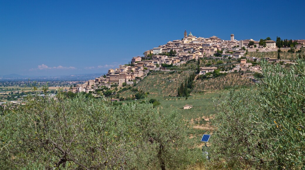 Trevi fasiliteter samt liten by eller landsby, rolig landskap og landskap
