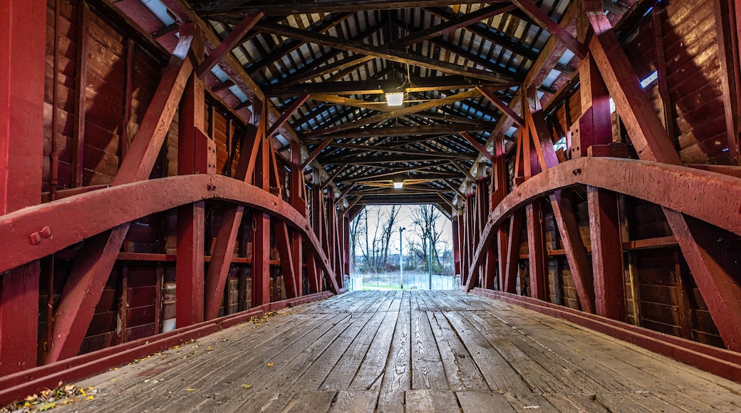 Traveling Through Shearer's Mill Covered Bridge in Lancaster County, Pennsylvania
