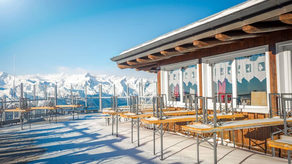 Alpine restaurant on a sunny day