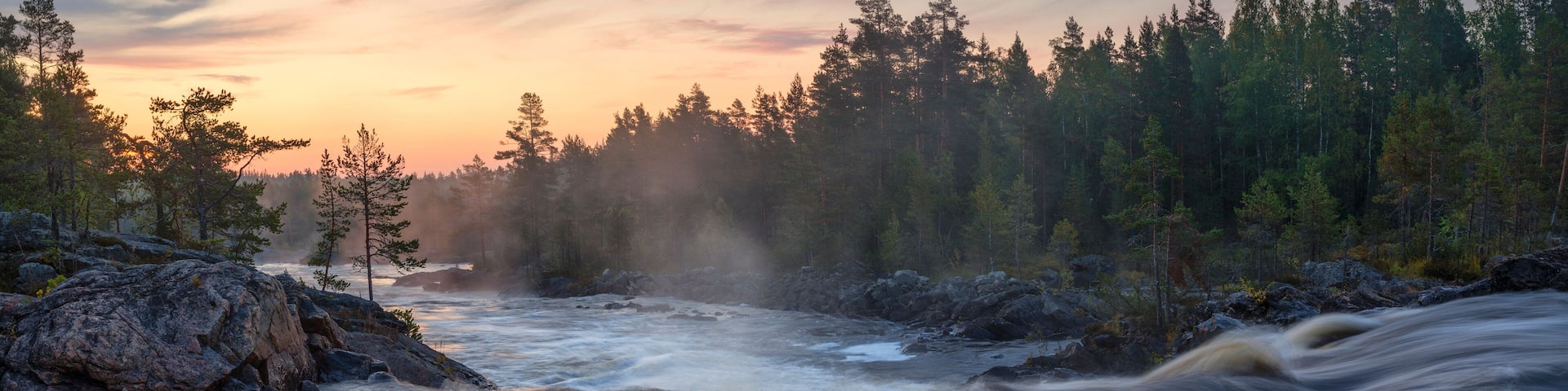 Sweden, Halsingland, View of Voxnan river
